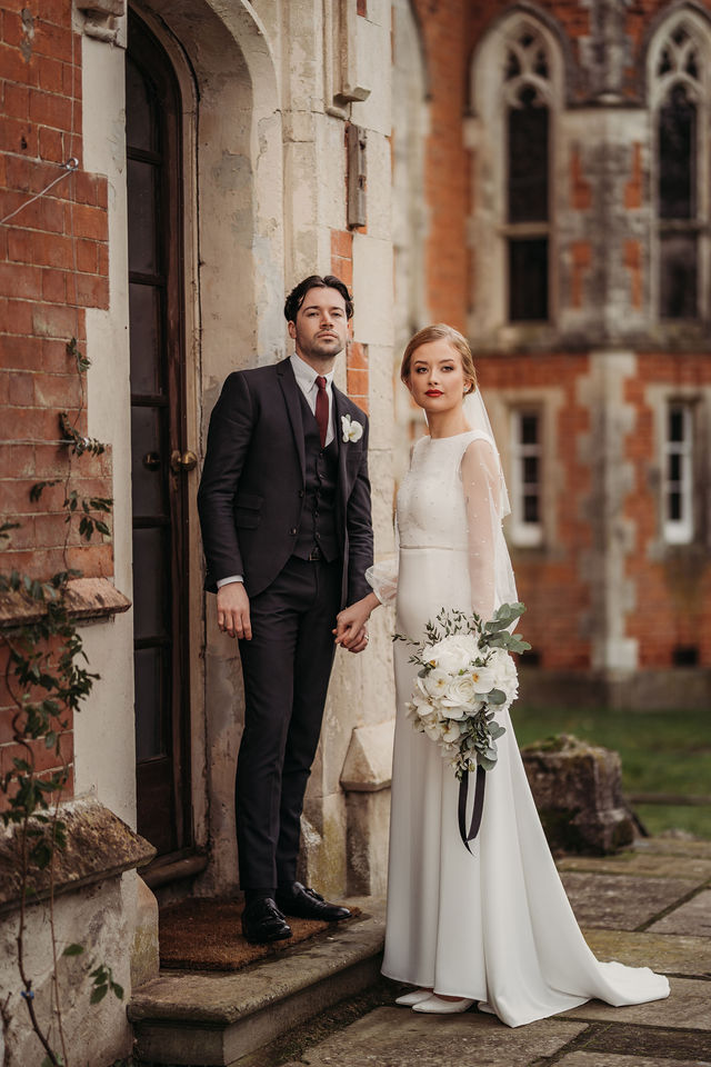 Monochrome Vogue Wedding at Thicket Priory With Silk Bridal Lingerie