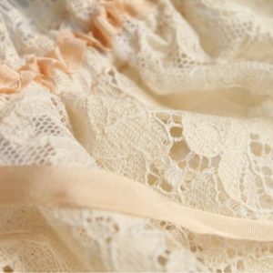 Lyla - Nude Wedding Garter - Extra wide Nottingham Lace and Silk Ribbon Bow