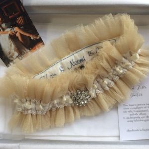 Nude Tulle Garter with Crystal Detail - Martha