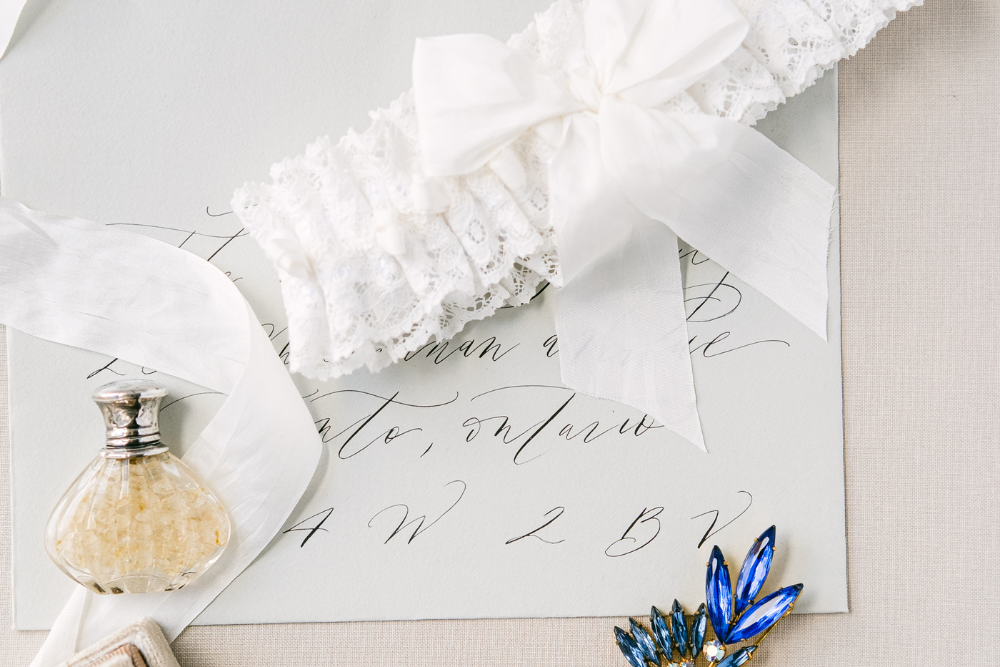 Luxury Lace Bridal Garter - Ruby in Ivory