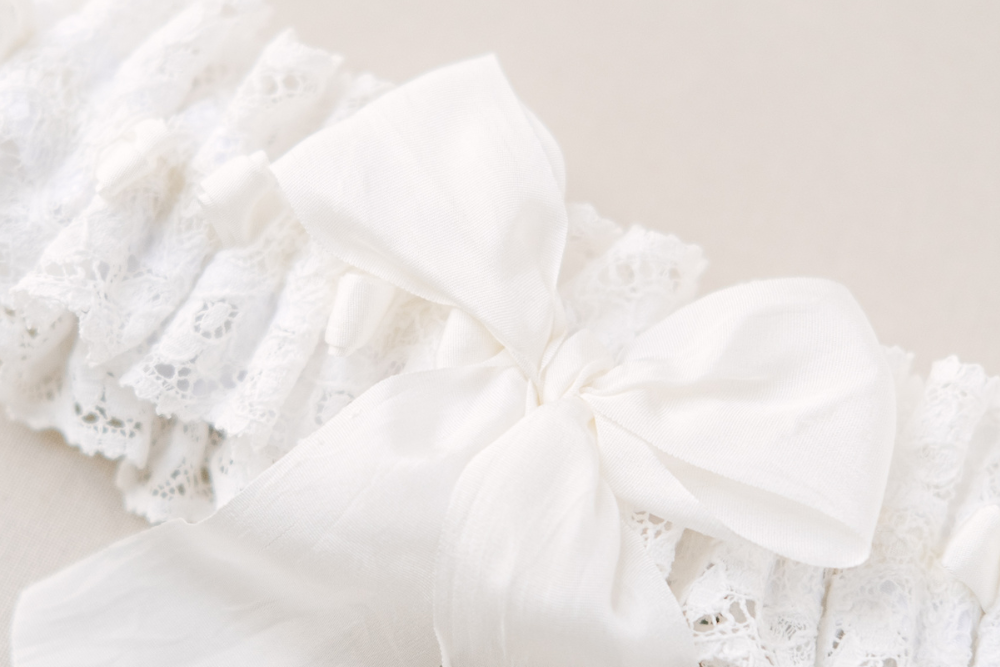 Luxury Lace Bridal Garter - Ruby in Ivory